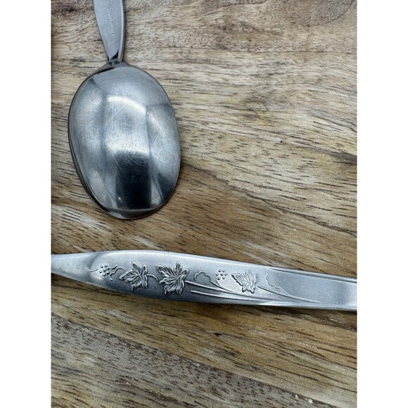 VTG Noritake Wild Ivy Stainless TeaSpoon 6in Flatware Japan 18/8 NTK Set Of 3 - Picture 4 of 5